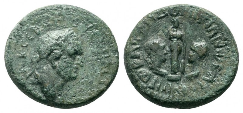 TROAS.Ilium.69-79 AD.AE Bronze.ΑΥΤΟΚ Κ ϹƐΒΑϹ ΟΥƐϹΠΑϹΙΑΝΟϹ, laureate head of Vesp...