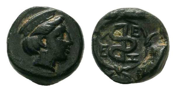 TROAS. Zeleia.4th century BC.AE Bronze. Head of Artemis right, wearing stephane ...
