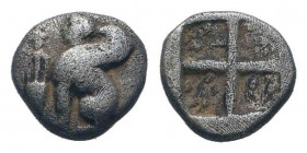 ISLANDS of IONIA.Chios.Circa 435-425 BC.AR Hemidrachm. Sphinx seated to left / Granulated quadripartite incuse square.SNG Copenhgen 1547.Fine.

Weight...