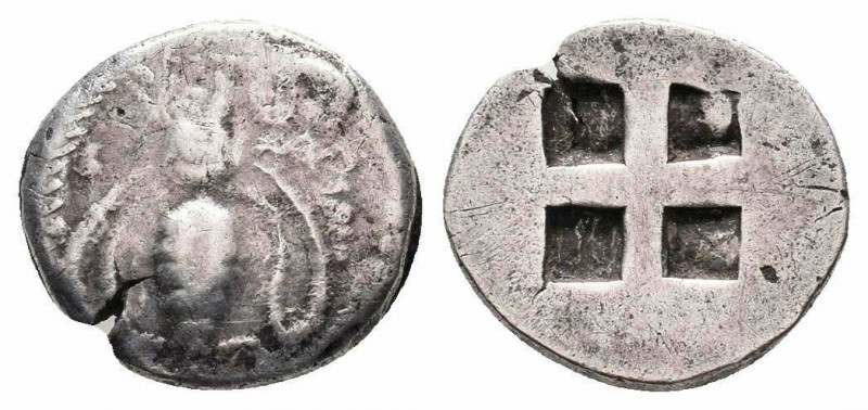 IONIA.Ephesos.500-420 BC.AR Drachm.Bee / Quadripartite incuse square.SNG Kayhan ...