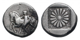IONIA.Erythrai. Circa 5th century BC. AR Drachm.Erythros standing left before horse / E-P-Y-Θ, Rosette in incuse square. SNG Aulock 1944.Good very fin...