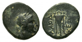 PHRYGIA.Laodicea.Circa 133-80 BC.AE Bronze. Laureate head of Apollo right / ΛAOΔI KEΩN, tripod. SNG Aulock 3805 var.Good very fine.

Weight : 3.7 gr

...