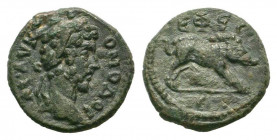 IONIA.Ephesos.Commodus. 177 - 192 AD.AE Bronze.Μ ΑV ΚΟΜΟΔΟϹ, laureate head of Commodus, right / ƐΦƐϹΙΩΝ, boar running, right.RPC IV.2 online 1152 (tem...