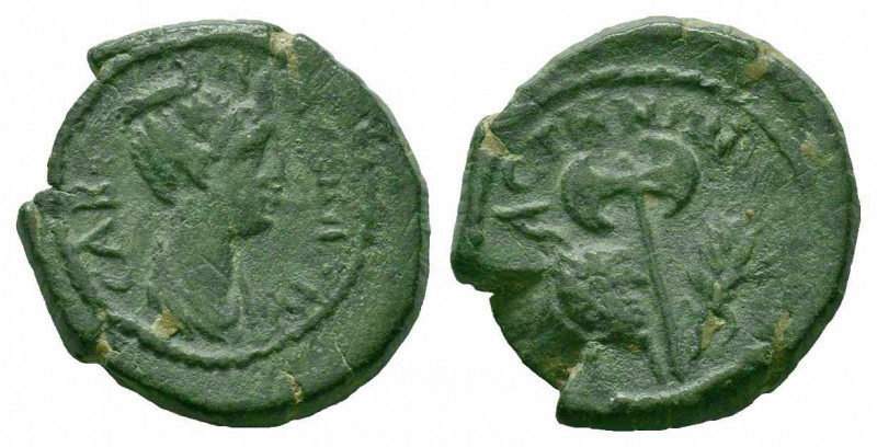 LYDIA.Mostene.Sabina.128-137 AD.AE Bronze. CABEINA CEBACTH; Draped bust right / ...