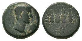 LYDIA.Philadelphia.Claudius.41-54 AD.AE Bronze.Τ ΚΛΑΥΔΙΟϹ ΓƐΡΜΑΝΙΚΟϹ ΚΑΙϹΑΡ, laureate head of Claudius, right / ΦΙΛΑΔƐΛΦƐWΝ ΝƐΟΚΑΙϹΑΡƐWΝ ϹƐΛƐΥΚΟϹ, fou...
