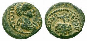 LYDIA.Philadelphia.Domitia.82-96 AD.AE Bronze. ΔΟΜΙΤΙΑ ΑΥΓΟΥCΤΑ, draped bust of Domitia to right, wearing an elaborate diadem and with her hair bound ...