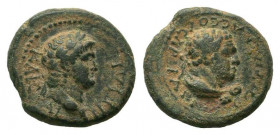 LYDIA.Sardes.NERO.54 - 68 AD.AE Bronze.ΝƐΡΩΝ ΚΑΙϹΑΡ, laureate head of Nero, right / ƐΠΙ ΤΙ ΜΝΑϹƐΟΥ/Α ϹΑΡΔΙΑΝΩΝ, bust with wreath and lion-skin of Hera...