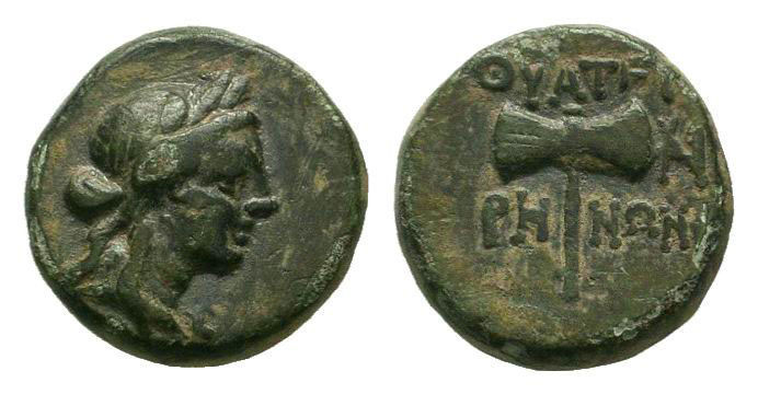 LYDIA.Thyateira.Laureate head of Apollo to right / ΘΥΑΤΕΙ ΡΗ ΝΩΝ, double axe. Go...