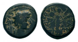 PHRYGIA. Prymnessus. Augustus (27 BC-14 AD.AE Bronze.ΣΕΒΑΣΤΟΣ, laureate head right, lituus to right / ΙΟΥΚΟΥΝΔΑ ΙΕΡΗΑ ΠΡΥΜΝΗΣΣΕΩΝ, Dikaiosyne standing...