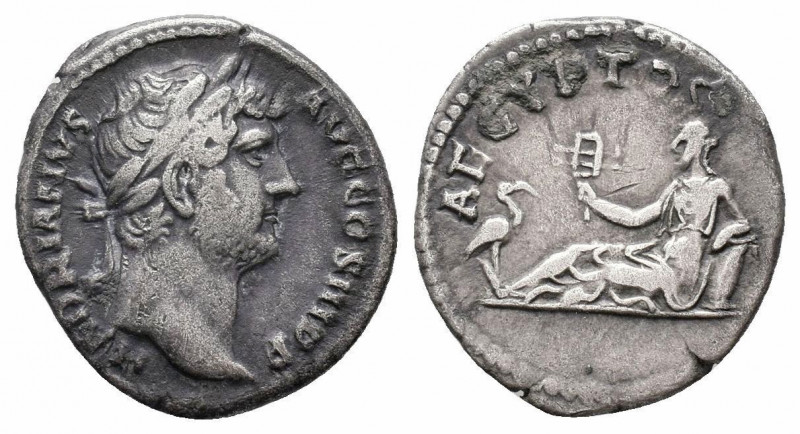 HADRIAN.117 - 138 AD.Rome mint.AR Denarius.HADRIANVS AVG COS III P P, Head of Ha...