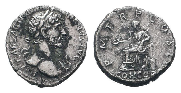 HADRIAN.117-138 AD.Rome mint.AR Denarius.MP CAESAR TRAIAN HADRIANVS AVG, laureat...