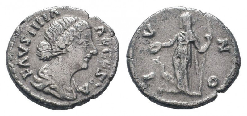 FAUSTINA II.147-176 AD.Rome mint. AR Denarius.FAVSTINA AVGVSTA, diademed and dra...