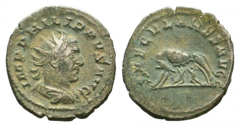 PHILIP I.247-249 AD.Roma mint.AR Antoninianus.IMP PHILIPPVS AVG, Bust of Philip ...