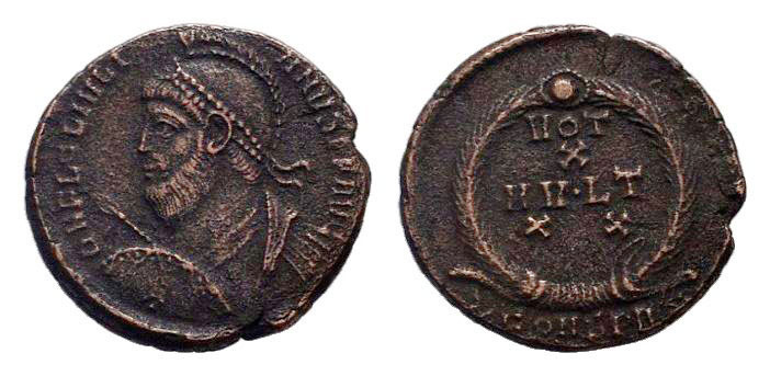 JULIAN II.360-363 AD.Constantinople mint.AE Follis. DN FL CL IVLI ANVS PF AVG; d...