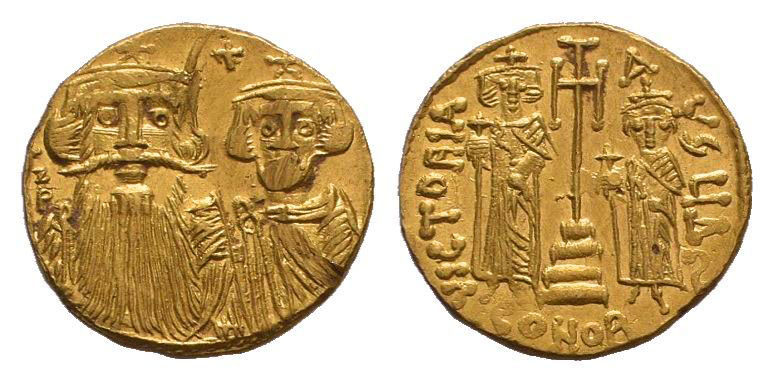 CONSTANS II. 663-668 AD.Constantinople mint.AV Solidus. dN CONSƮANVS, facing bus...