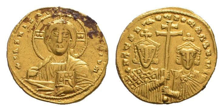 CONSTANTINE VII and ROMANUS I.913-959 AD. AV Solidus.⧾ IҺS XPS RЄX RЄϚNANTIЧm ⸭,...