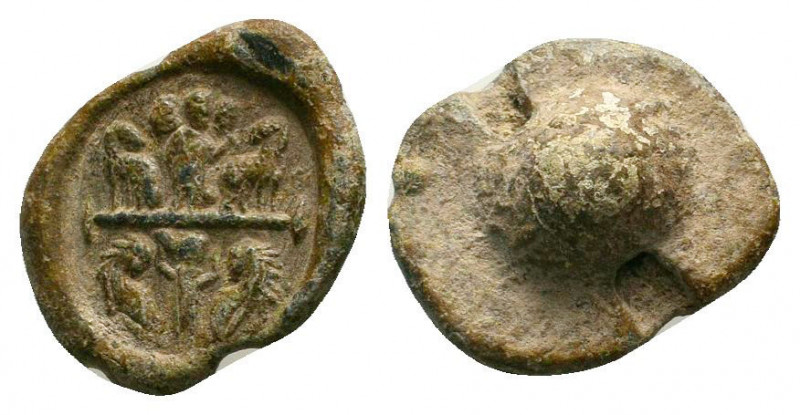 BYZANTINE LEAD SEAL.Circa 7 th-12th Century AD.PB Seal.Eagels / blank.Very fine....