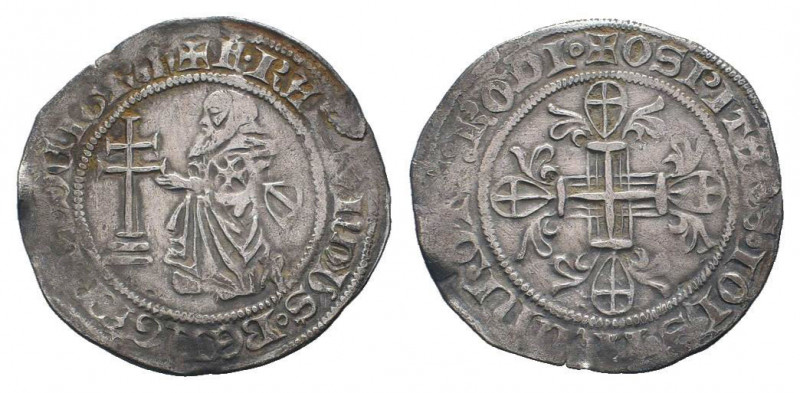 CRUSADERS.Knights of Rhodes.Raymond Bérenger.1365-1374 AD. AR Gigliato.+F RAIMVN...