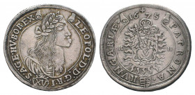 AUSTRIA. Holy Roman Empire.Leopold I.1658-1705 AD.AR 15 Kreuzer. LEOPOLD D G R I S A GE HV BO REX, Laureate, draped bust right / PATRONA HVNGARIÆ, the...