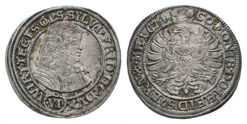 GERMANY.Sylvius Friedrich.1664-1697 AD.AR . 6 Kreuzer.SYLVI FRID D G DVX WIRT TF...