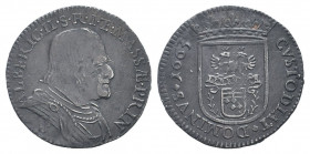 ITALY.Alberico II.ALBERIC S R I ET MASSÆ PRIN, Draped and armored bust right / CVSTODIAT DOMINVS 1663, Malaspina coat of arms crowned and loaded with ...