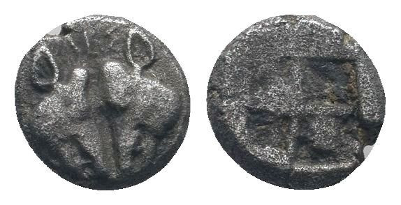 LESBOS. Unattributed early mint.Circa 550-480 BC. BI 1/24 Stater.Confronted boar...