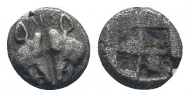LESBOS. Unattributed early mint.Circa 550-480 BC. BI 1/24 Stater.Confronted boars heads / Four part incuse square. SNG Copenhagen 288; HGC 6, 1071.Fin...
