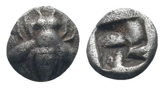 IONIA. Ephesos.Circa 550-500 BC.AR Obol.Bee / Incuse square punch.Karwiese serie...