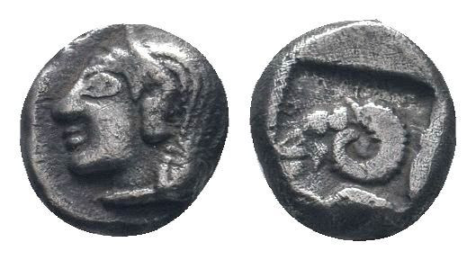 TROAS.Kebren. Circa 450 BC. AR Diobol. Archaic head of Apollo left / Ram's head ...