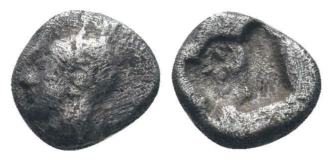 IONIA.Kolophon. Late 6th cCentury BC.AR Obol.Head of Apollo left / Quadripartite...