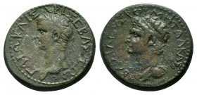 KINGS of THRACE. Rhoemetalces III with Gaius.38-41 AD.	Uncertain mint of Thrace.AE Bronze.ΓΑΙΩ ΚΑΙΣΑΡΙ ΣΕΒΑΣΤΩ, laureate head of Caligula, left / ΒΑΣΙ...