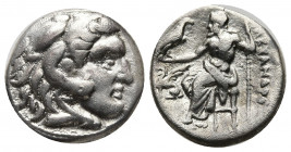 Kingdom of Macedon, Philip III Arrhidaios AR Drachm. In the name and types of Alexander III. Struck under Menander or Kleitos. Teos, circa 323-319 BC....