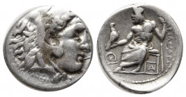 Macedonian Kingdom. Alexander III the Great. 336-323 B.C. AE unit (17 mm, 5.62gr). Macedonian mint, 336-323 B.C. Head of Herakles right, wearing lion ...