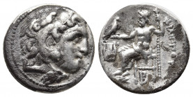 Kings of Macedon. Kolophon. Philip III Arrhidaeus 323-317 BC. In the types of Alexander III. Struck circa 323-319 BC
Drachm AR
17mm, 4.28 g.
Head of H...