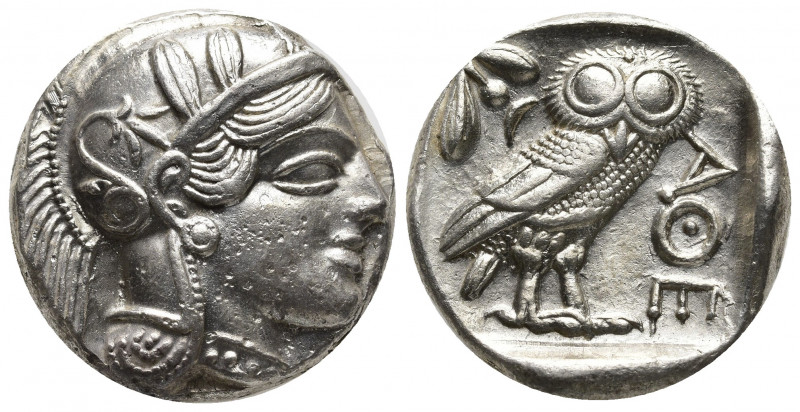 ATTICA, Athens. Circa 454-404 BC. AR Tetradrachm (23mm, 17,19g). Helmeted head o...