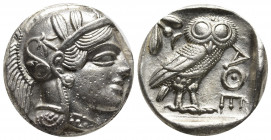 ATTICA, Athens. Circa 454-404 BC. AR Tetradrachm (23mm, 17,19g). Helmeted head of Athena right / Owl standing right, head facing; olive sprig and cres...