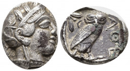 ATTICA, Athens. Circa 454-404 BC. AR Tetradrachm (24mm, 17.10g). Helmeted head of Athena right / Owl standing right, head facing; olive sprig and cres...