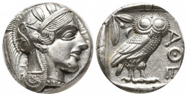 ATTICA, Athens. Circa 454-404 BC. AR Tetradrachm (22mm, 17,19g). Helmeted head of Athena right / Owl standing right, head facing; olive sprig and cres...