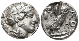 ATTICA, Athens. Circa 454-404 BC. AR Tetradrachm (23,5mm, 17.11g). Helmeted head of Athena right / Owl standing right, head facing; olive sprig and cr...