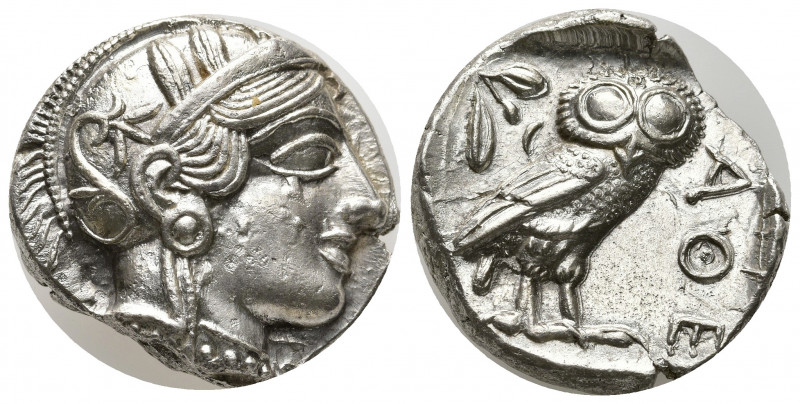 ATTICA, Athens. Circa 454-404 BC. AR Tetradrachm (24mm, 17,22g). Helmeted head o...