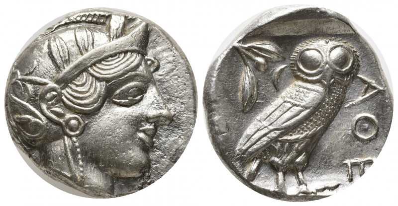 ATTICA, Athens. Circa 454-404 BC. AR Tetradrachm (24mm, 17,19g). Helmeted head o...