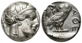 ATTICA, Athens. Circa 454-404 BC. AR Tetradrachm (21,5mm, 17,15g). Helmeted head of Athena right / Owl standing right, head facing; olive sprig and cr...