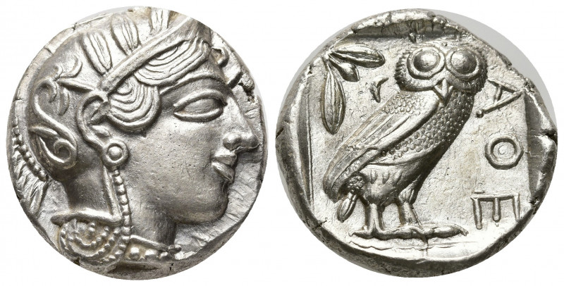 ATTICA, Athens. Circa 454-404 BC. AR Tetradrachm (25mm, 17,18g). Helmeted head o...