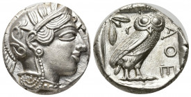 ATTICA, Athens. Circa 454-404 BC. AR Tetradrachm (25mm, 17,18g). Helmeted head of Athena right / Owl standing right, head facing; olive sprig and cres...