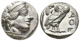 ATTICA, Athens. Circa 454-404 BC. AR Tetradrachm (22mm, 17,18g). Helmeted head of Athena right / Owl standing right, head facing; olive sprig and cres...