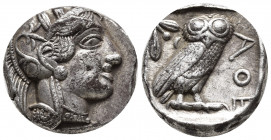ATTICA, Athens. Circa 454-404 BC. AR Tetradrachm (23mm, 17.15g). Helmeted head of Athena right / Owl standing right, head facing; olive sprig and cres...
