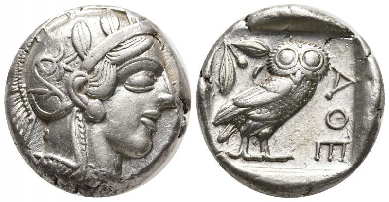 ATTICA, Athens. Circa 454-404 BC. AR Tetradrachm (23mm, 17.19g). Helmeted head o...