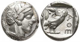 ATTICA, Athens. Circa 454-404 BC. AR Tetradrachm (23mm, 17.19g). Helmeted head of Athena right / Owl standing right, head facing; olive sprig and cres...