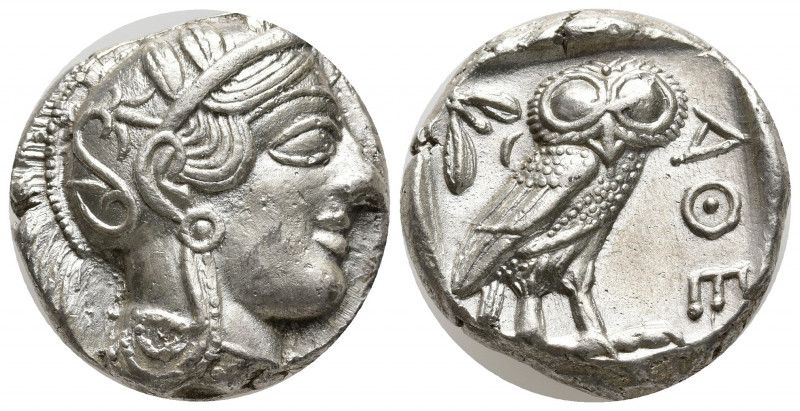 ATTICA, Athens. Circa 454-404 BC. AR Tetradrachm (23,5mm, 17.20g). Helmeted head...