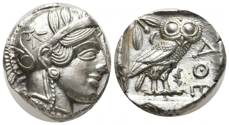 ATTICA, Athens. Circa 454-404 BC. AR Tetradrachm (23mm, 17,23g). Helmeted head o...